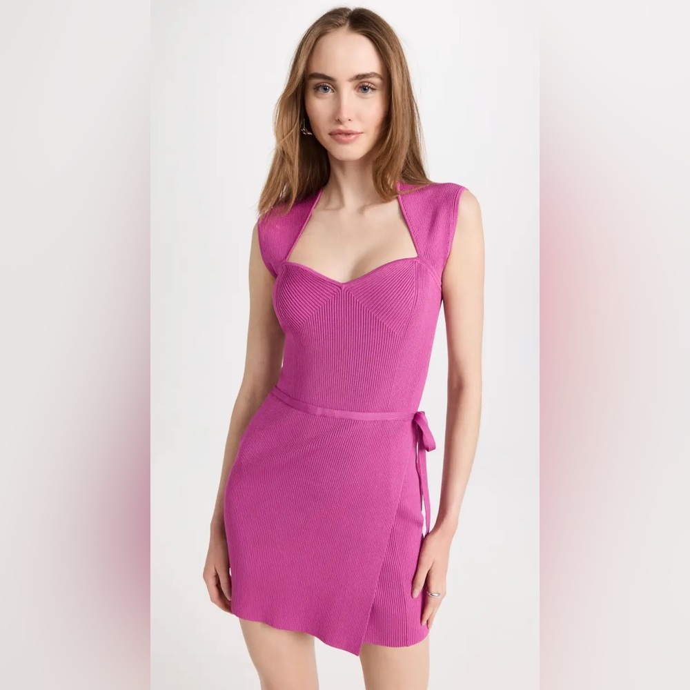 NWT Jonathan Simkhai Covina Mini Wrap Dress, Pink, Size Medium